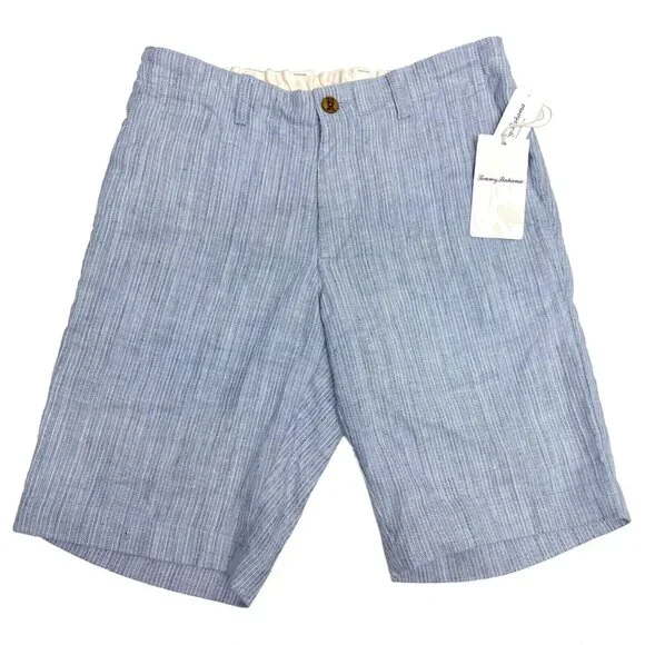 Tommy Bahama Men's Small Chambray Blue Harbor Herringbone Linen Blend Shorts - Picture 1 of 6